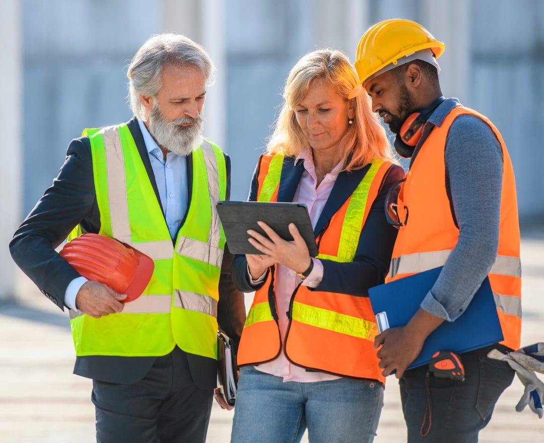 construction team reviewing plans