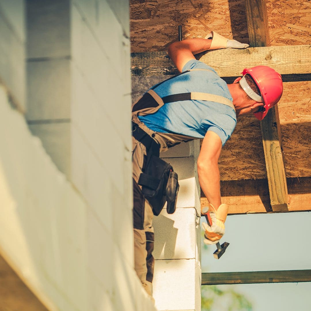 Construction worker hard at work