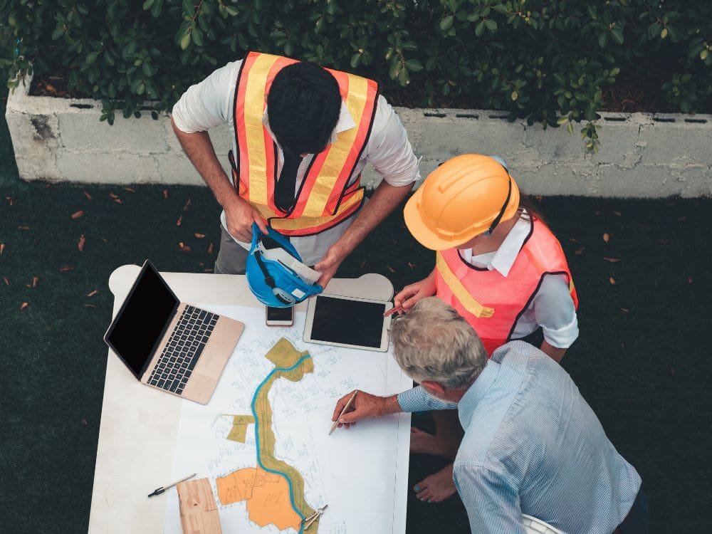 construction team reviewing plans