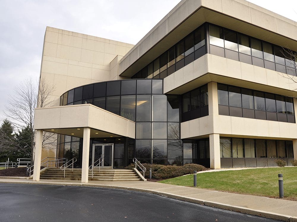 Large office building with glass walls